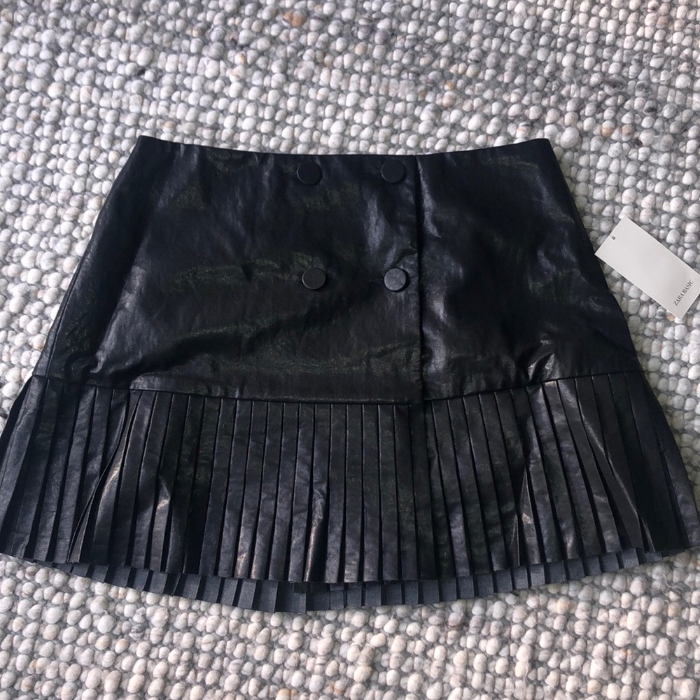 Zara leather pleated mini skirt
